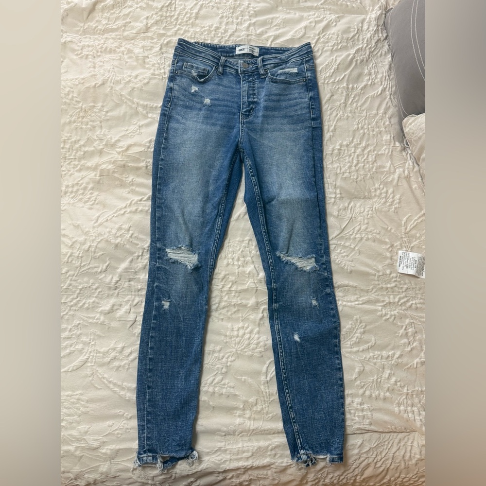 BKE Women's Parker Blue Distressed Skinny Jeans 25x27